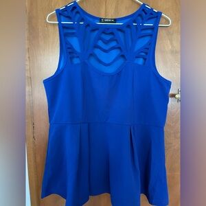 Brilliant Blue Cut-Out Peplum Top